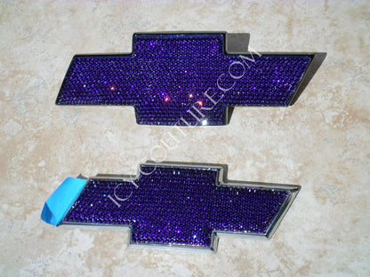 Purple Bling Chevy Silverado Bowtie Emblem Custom Bedazzled with Swarovski Crystals by ICY Couture