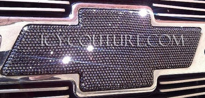 Blacked out Jet Hematite Bling Chevy Suburban  Bowtie Emblem on Grille Custom Bedazzled with Swarovski Crystals by ICY Couture