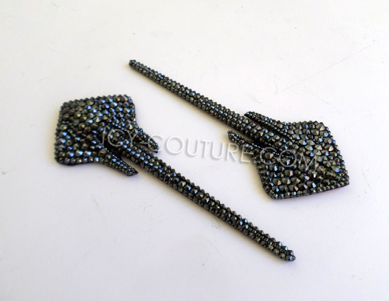 Jet Hematite Bling Corvette Stingray Emblems Set Custom Crystallized with Swarovski Crystals.