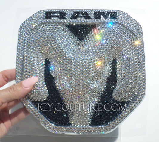 Diamond Bling Dodge Ram Head Emblem Custom Bedazzled with Swarovski Crystals by ICY Couture.