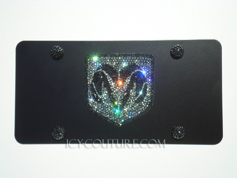 Black Diamond Dodge Ram Logo Bling License Plate 