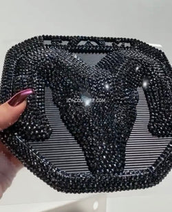 Black Rhinestones Blacked out Bling Dodge Ram Head Emblem Custom Bedazzled with Swarovski Crystals by ICY Couture.