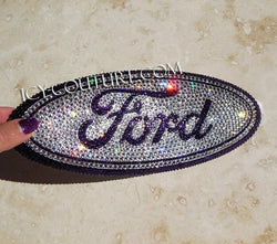 Diamond Clear with Purple Velvet Bling Ford Emblem (rear) crystallized with Swarovski Crystals