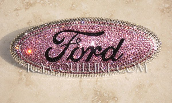 Pink Bling Oval Ford Emblem (grille) Custom Bedazzled with Swarovski Crystals