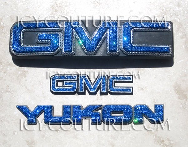 Blue GMC Yukon Emblems Set Crystallized with Swarovski crystals by ICY Couture