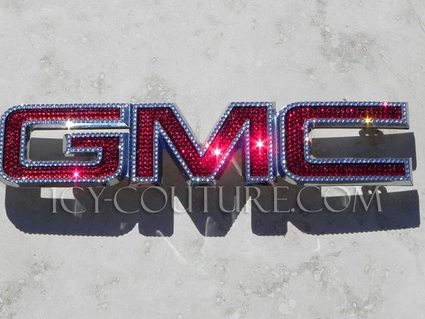 Red & Clear GMC Grille Emblem Crystallized with Swarovski crystals by ICY Couture
