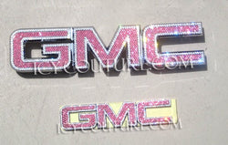 Pink Bling GMC Emblems, front and back, Crystallized with Clear Swarovski crystals by ICY Couture