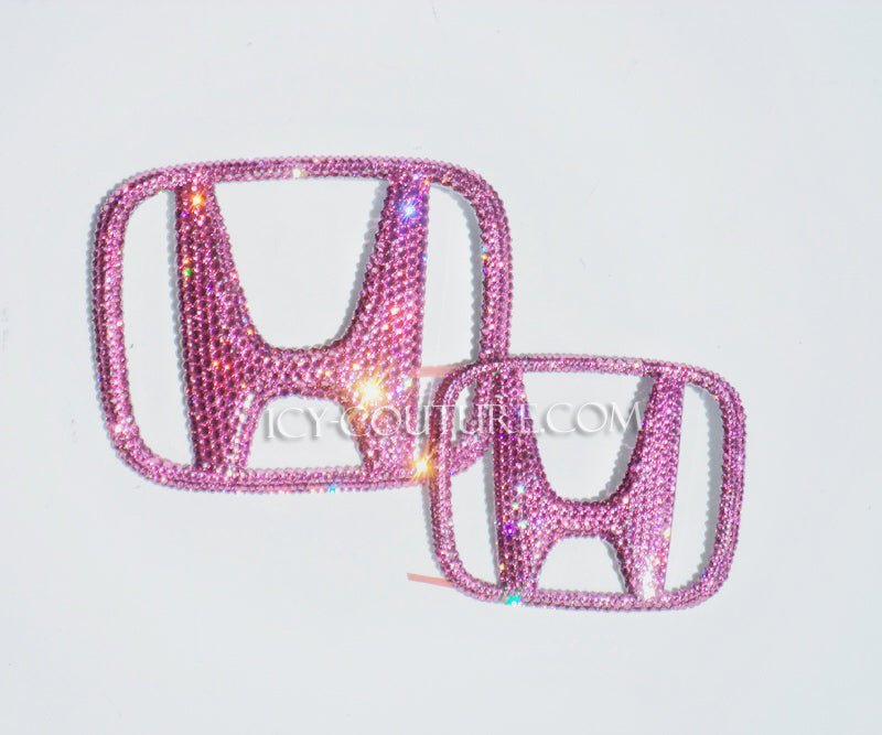 Pink Bling Honda Emblems Bedazzled in Rose Swarovski Crystals