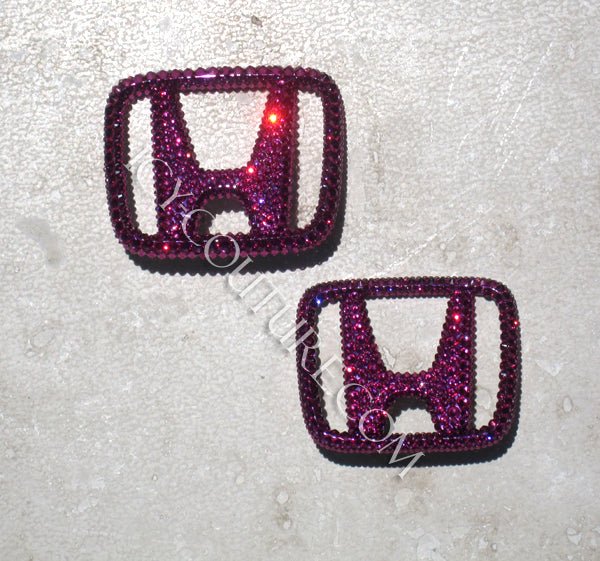 Purple Bling Honda Emblems, front and back