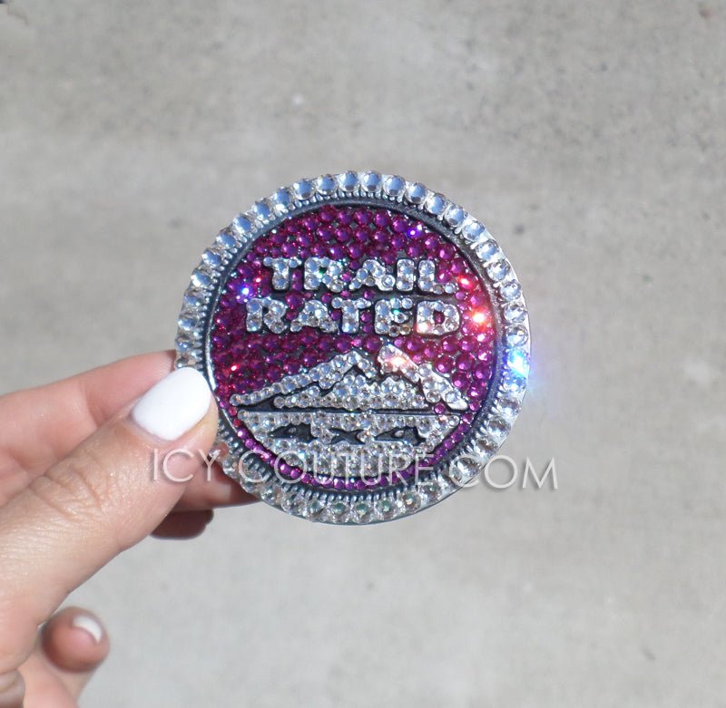 Pink Bling Trail Rated Emblem Crystallized with Fuchsia and Diamond Clear Rhinestones
