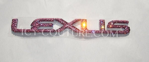 Pink Lexus letters bedazzled in rhinestones