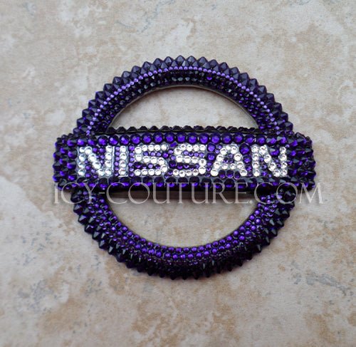 Purple Velvet Swarovski Crystals Nissan Emblem Bedazzled by ICY Couture