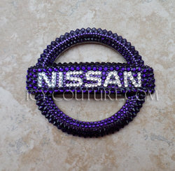 Purple Velvet Swarovski Crystals Nissan Emblem Bedazzled by ICY Couture