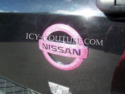 Pink Bling Nissan Emblem Bedazzled with Rose Swarovski Crystals