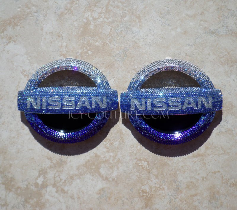 Clear to Blue Ombre Bedazzled with Swarovski Crystals Nissan Emblems Set by ICY Couture