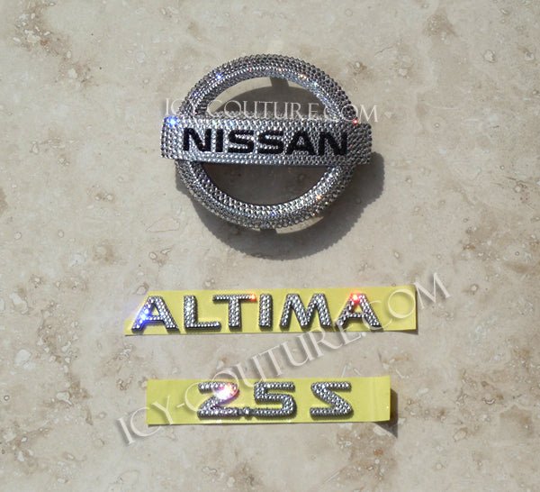 Diamond Clear Bling Nissan Altima 2.5 S Emblems set bedazzled with Swarovski Crystals