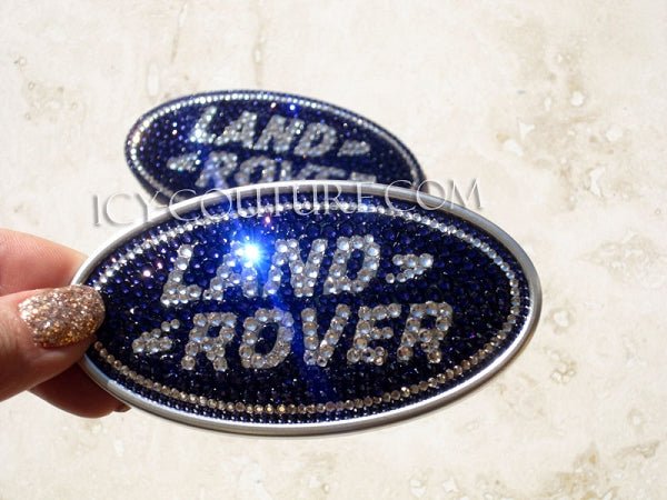 Purple Velvet & Diamond Clear Land Rover Oval Emblems Crystallized with Swarovski Crystals