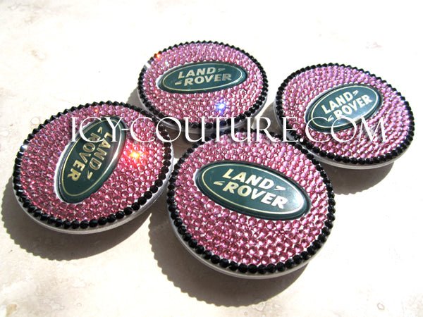 Pink and Black Swarovski Crystals Wheel Center Caps for Land Rover/Range Rover