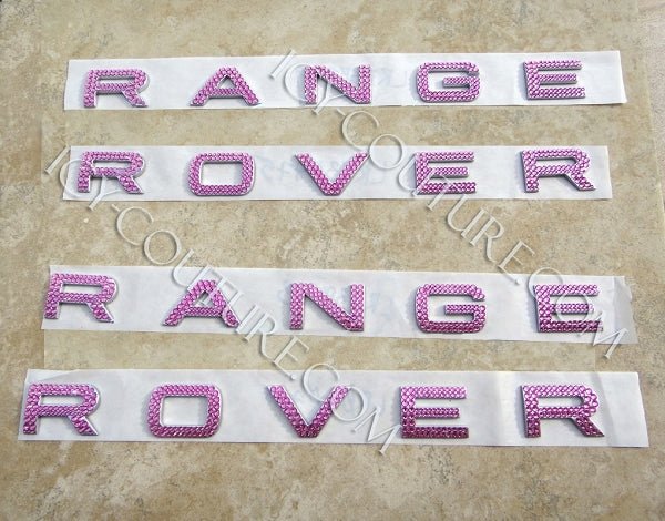 Pink Crystal Range Rover Emblems Set Bedazzled by ICY Couture.
