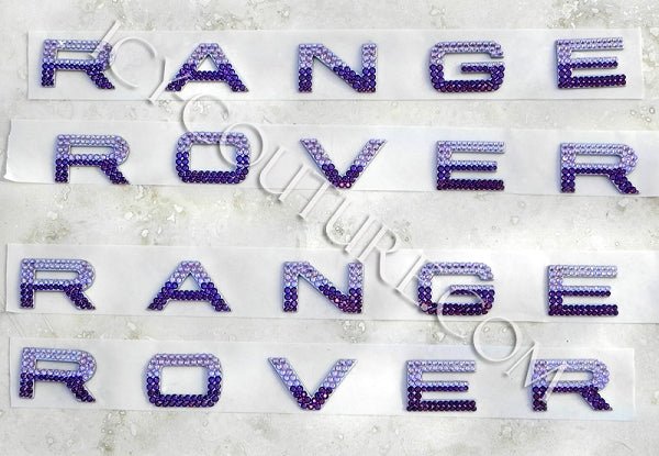 Purple Ombre Range Rover Letters Set Crystallized with Light Amethyst and Purple Velvet Swarovski Crystals