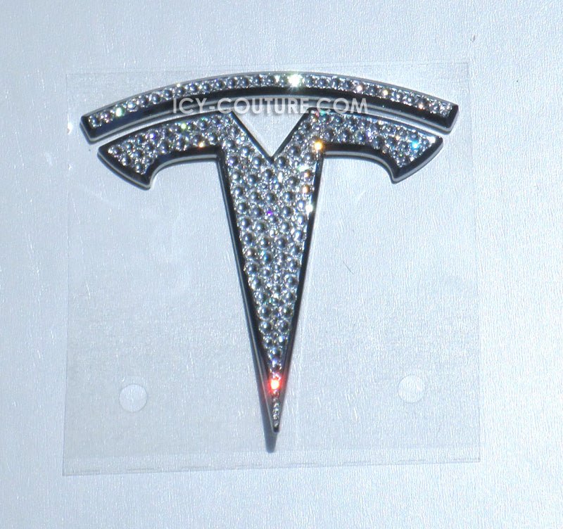 Diamond Clear Tesla Emblems Crystallized with Swarovski crystals