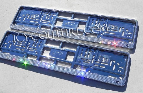 EUROPEAN SIZE Crystal License Plate Frame - ICY Couture