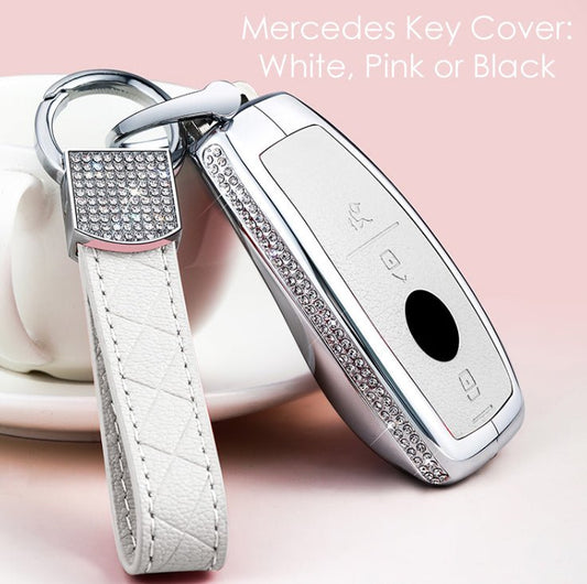 Fits Mercedes-Benz Smart Car Key - Crystal Bling Key Cover - Pink, Black, White - Style A - ICY Couture