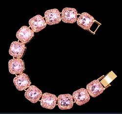 Iced Out Square Pave Rhinestone Bracelet: Silver, Gold, Pink. - ICY Couture