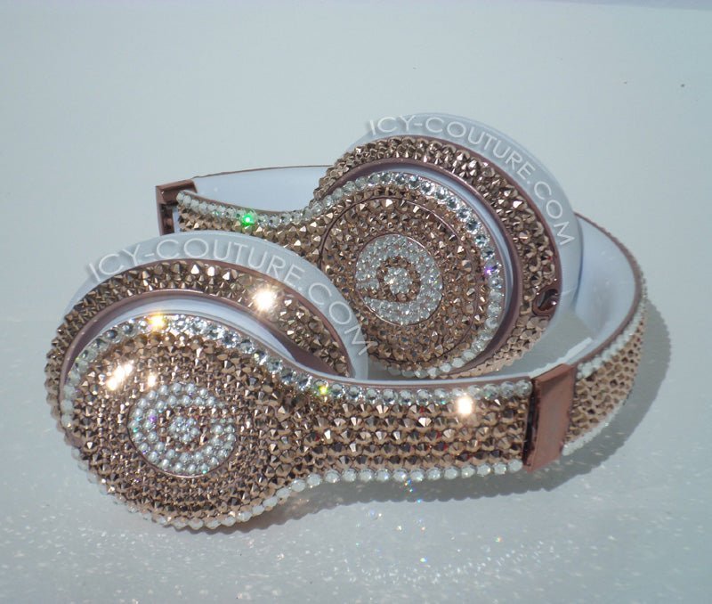 Rose Gold with Clear Bedazzled Bling Solo Beats Headphones custom crystallized with Swarovski Crystals by ICY Couture