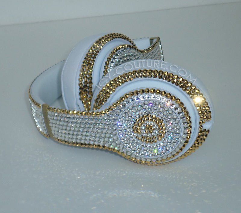 Diamond Clear & Gold Bedazzled Bling Studio Beats Headphones custom crystallized with Swarovski Crystals by ICY Couture