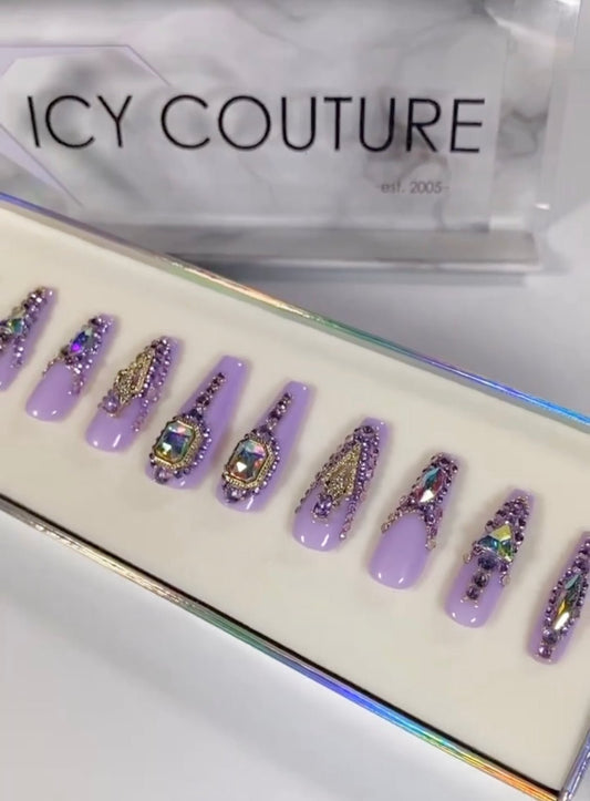 "Lavender Couture" ICY Couture Reusable Press-On Nails: Long Coffin - ICY Couture