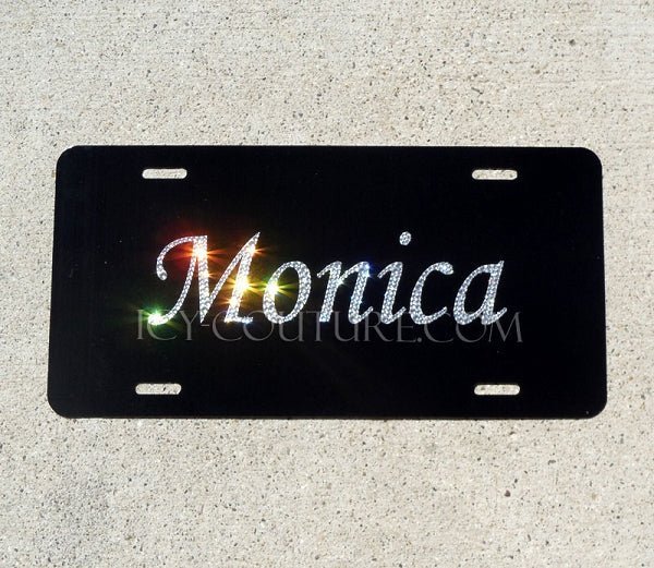CUSTOM NAME, INITIALS or SHORT MESSAGE Crystallized License Plate - ICY Couture