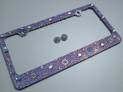 Crystal AB Chunky Bling License Plate Frame bedazzled with Swarovski Crystals and Shapes by ICY Couture