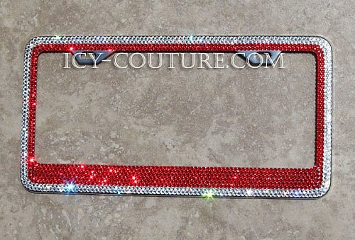 OUTLINED - 2 COLOR CUSTOM BLING SWAROVSKI LICENSE PLATE FRAMES CRYSTALLIZED BY ICY COUTURE