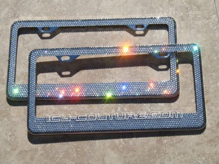 OUTLINED - 2 COLOR CUSTOM BLING SWAROVSKI LICENSE PLATE FRAMES CRYSTALLIZED BY ICY COUTURE