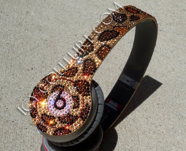 Leopard Print Custom Bedazzled Bling Beats Headphones Crystallized with Swarovski crystals or premium glass rhinestones by ICY Couture.