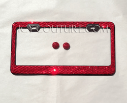 "Red on Black" Rhinestone Bling License Plate Frame - ICY Couture