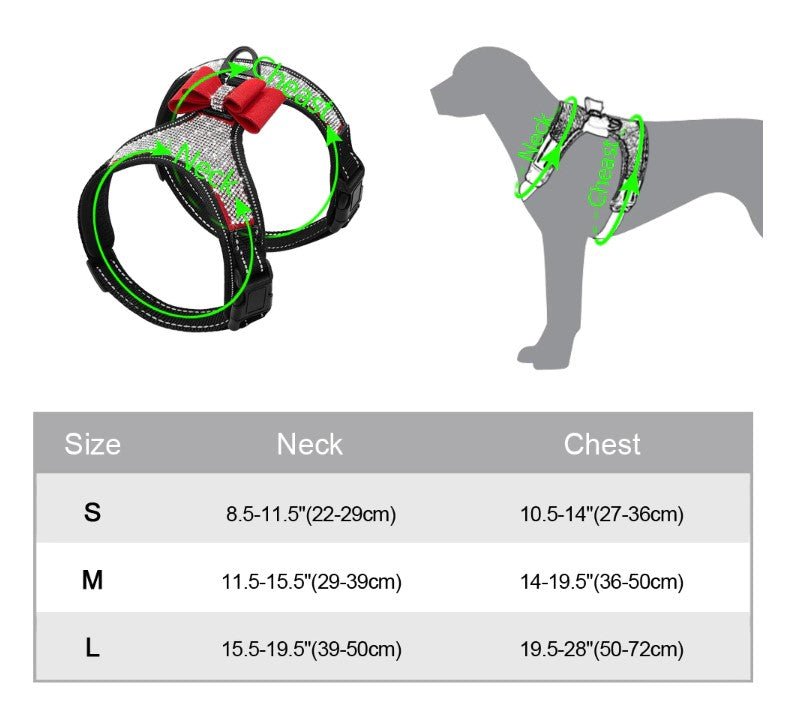 Reflective Rhinestone Dog Harness with Bling. - ICY Couture