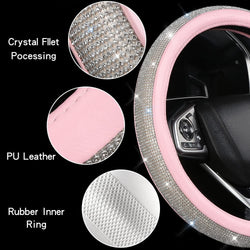 Rhinestone Bling Steering Wheel Cover: Pink, Black. - ICY Couture