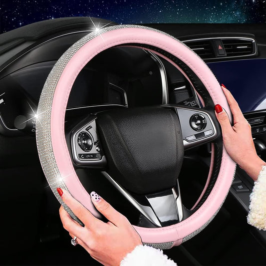 Rhinestone Bling Steering Wheel Cover: Pink, Black. - ICY Couture