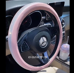 Rhinestone Bling Steering Wheel Cover: Pink, Black. - ICY Couture