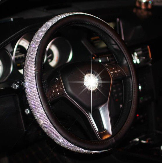 Rhinestone Bling Steering Wheel Cover: Pink, Black. - ICY Couture