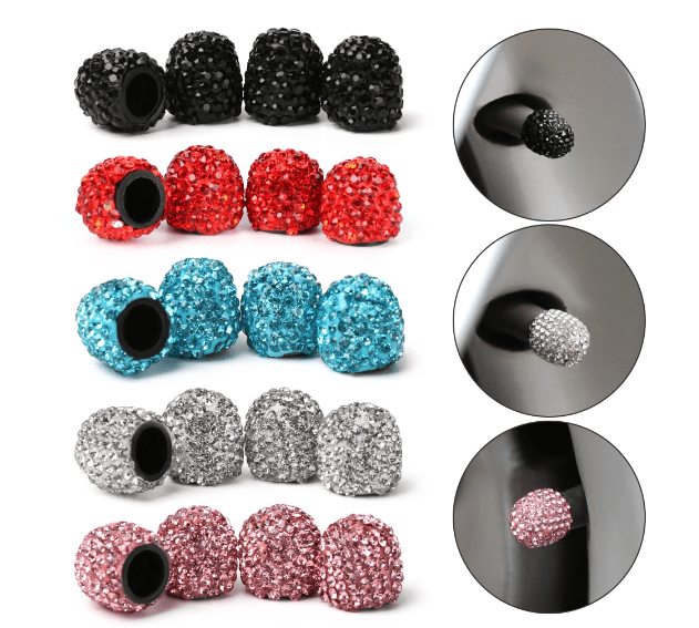 Rhinestone Bling Wheel Valve Cover Cap Set - 4pcs - ICY Couture