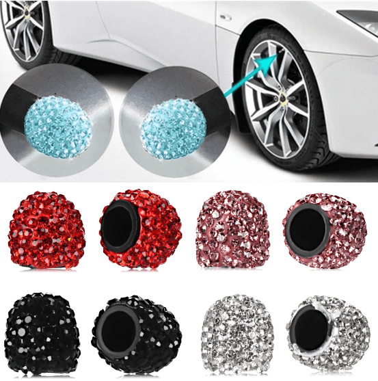 Rhinestone Bling Wheel Valve Cover Cap Set - 4pcs - ICY Couture