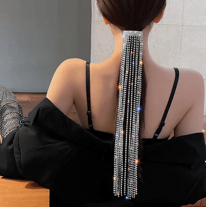 Rhinestone Ponytail Jewelry - Bling Hair Accessory: Silver, Gold, Black - ICY Couture