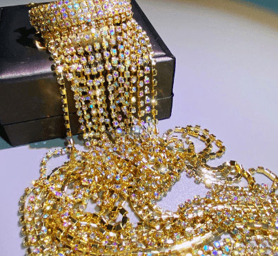 Rhinestone Ponytail Jewelry - Bling Hair Accessory: Silver, Gold, Black - ICY Couture