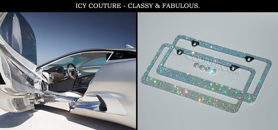 'Shimmer', "Moonlight" or 'White Opal' Crystal Bling License Plate Frame - ICY Couture