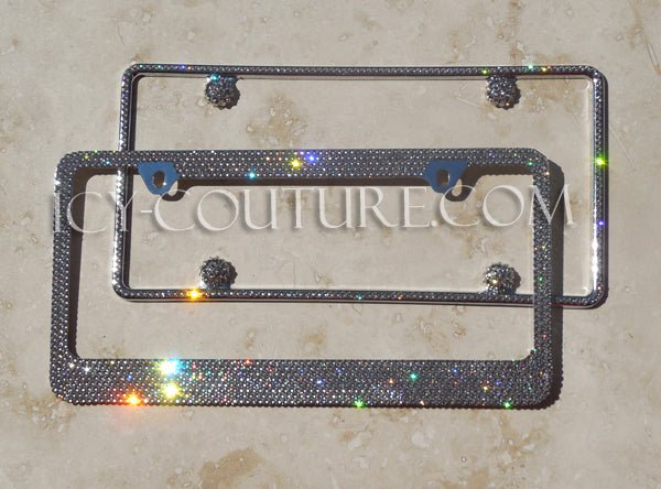 Silver Shade  Swarovski Crystals Bling License Plate Frame, Crystallized by ICY Couture