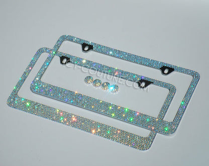 Crystal Shimmer  Swarovski Crystals Bling License Plate Frame, Crystallized by ICY Couture