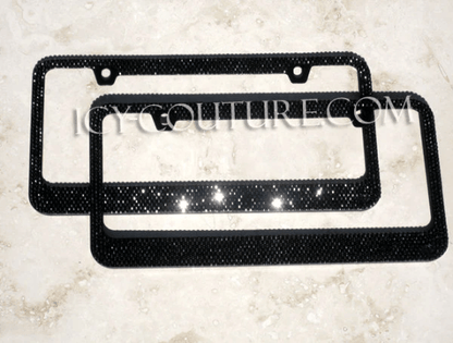Black on Black Swarovski Crystals Bling License Plate Frame, Crystallized by ICY Couture